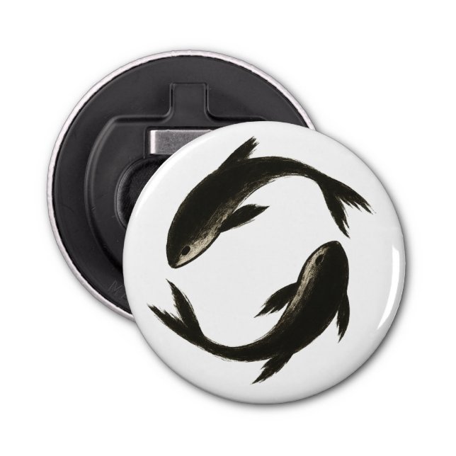 Two Koi – Ink Brush Fish on Bottle Opener (Front)