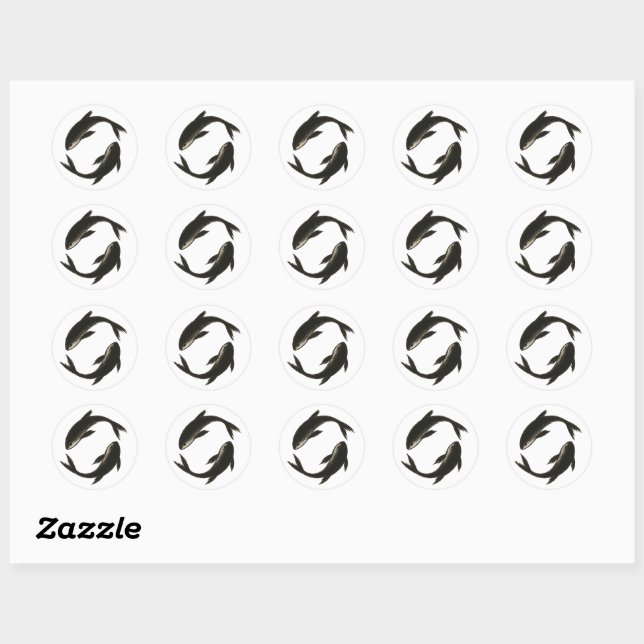 Two Koi – Ink Brush Fish on  Classic Round Sticker (Sheet)