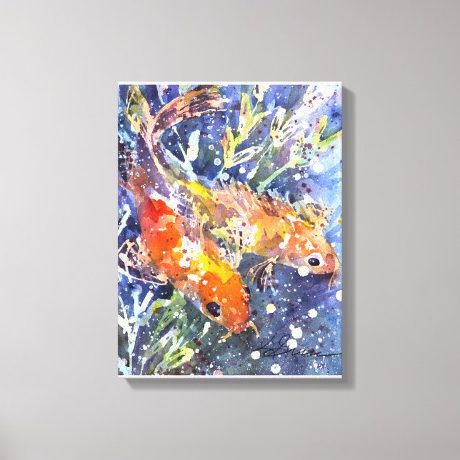 Two Koi watercolor painting Canvas Print (Front)
