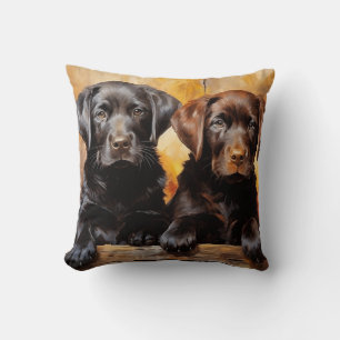 Two labrador puppies Throw Pillow