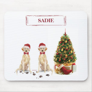Two Labrador Retrievers Funny Christmas Dog Mouse Pad