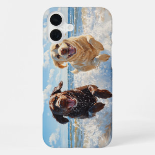Two Labrador Retrievers on Beach iPhone 16 Plus Case