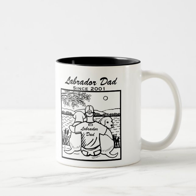 Two Labradors and Dad Two-Tone Coffee Mug (Right)