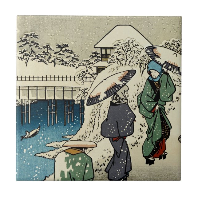 Two Ladies Conversing in the Snow Tile (Front)