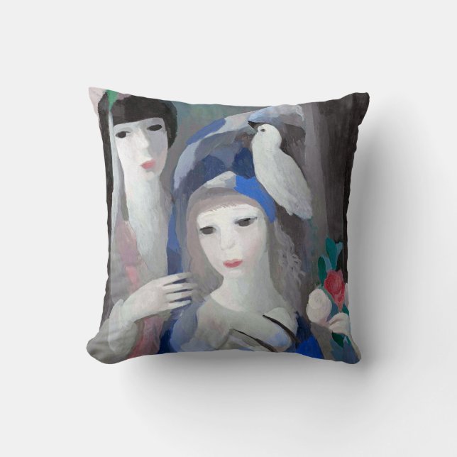 Two Lady and Dove, Marie Laurencin Throw Pillow (Front)