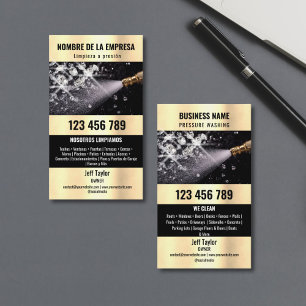 Two Languages Pressure Washing Power Washing Roof Business Card