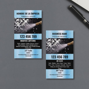 Two Languages Pressure Washing Power Washing Roof Business Card