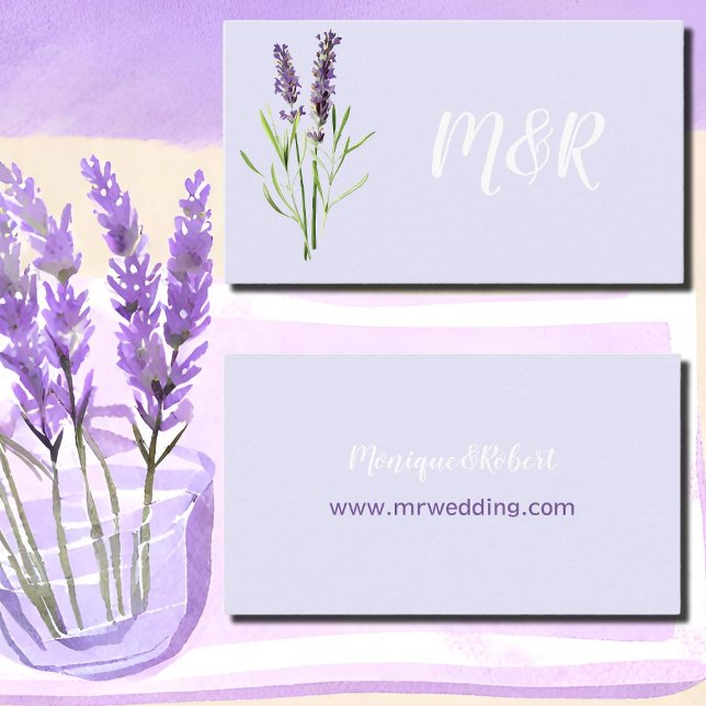 two lavenders -  monogrammed  wedding website enclosure card (Creator Uploaded)