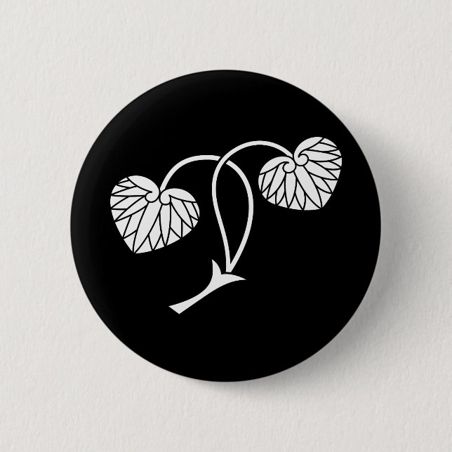 Two-leaf hollyhock 2 inch round button (Front)