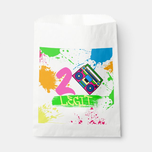 TWO LEGIT TO QUIT 2nd Birthday Colourful Favour Bag (Front)
