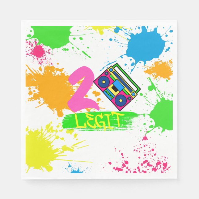 TWO LEGIT TO QUIT 2nd Birthday Colourful Napkin (Front)