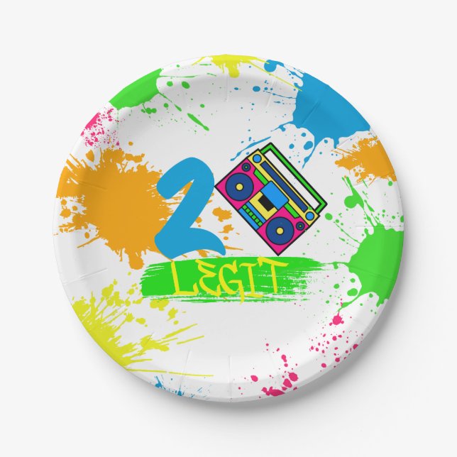 TWO LEGIT TO QUIT 2nd Birthday Colourful  Paper Pl Paper Plate (Front)
