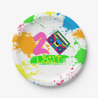 TWO LEGIT TO QUIT 2nd Birthday Colourful Paper Pl Plate