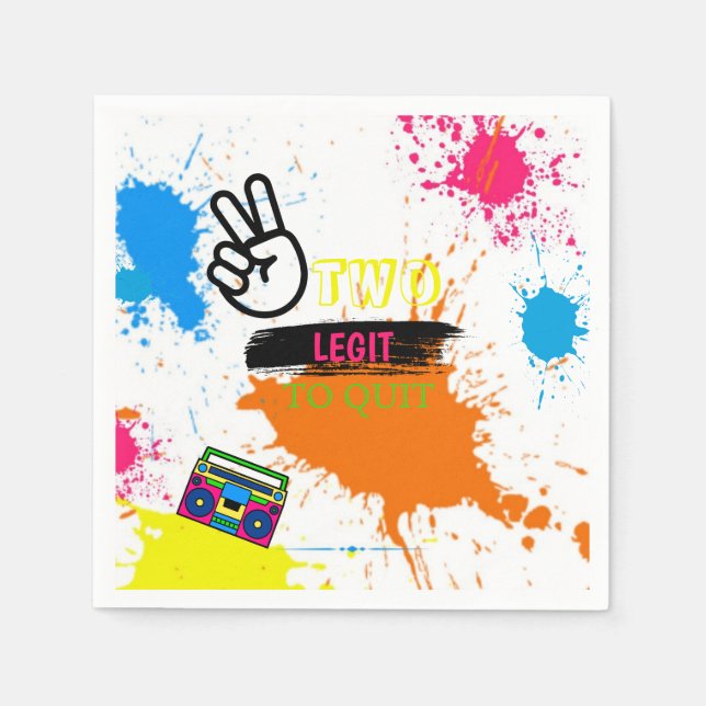 TWO LEGIT TO QUIT 2nd Birthday  Napkin (Front)