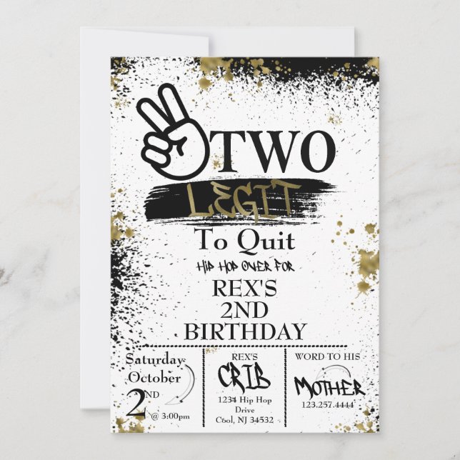 Two Legit to Quit Birthday Invitation (Front)
