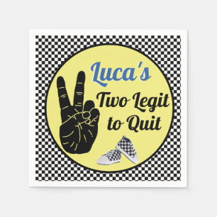 Two Legit to Quit  Retro 2nd Birthday Chequerboard Napkin