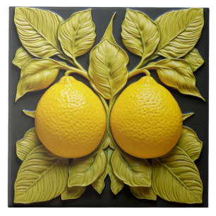 Two Lemons 3D Mediterranean Summer Citrus Tile