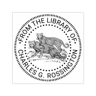 Two Leopards Standing Library Book Name Self-inking Stamp