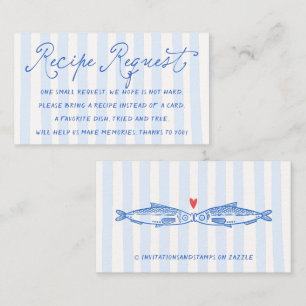 Two Less Fish Bridal Shower Recipe Request Enclosure Card