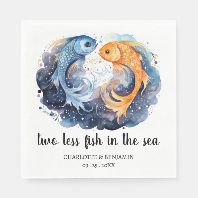 Two Less Fish In The Sea Beach Theme Wedding Napkin (Front)