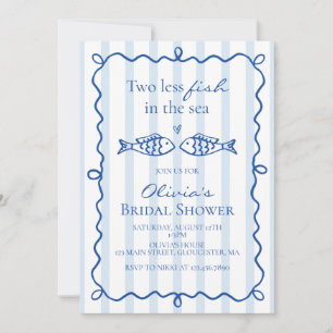 Two less fish in the sea coastal Bridal Shower Invitation
