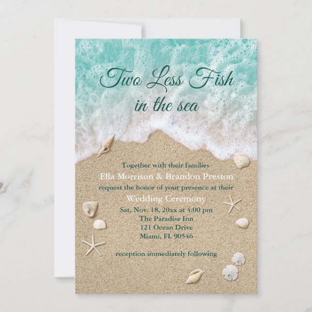 Two Less Fish in the Sea Wedding Invitation (Front)