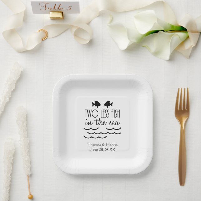 Two Less Fish in the Sea Wedding Paper Plate (Wedding)