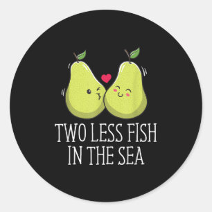 Two Less Fish In The Sea Wedding Pun Bride And Gro Classic Round Sticker