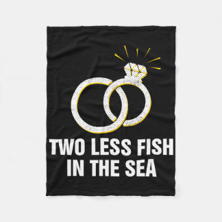 Two Less Fish In The Sea Wedding Pun Bride And Gro Fleece Blanket