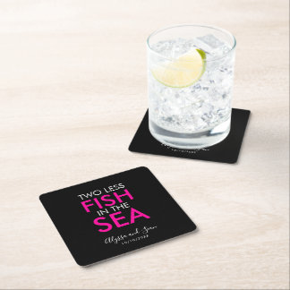 Two Less Fish in the Sea Wedding Reception Square Square Paper Coaster
