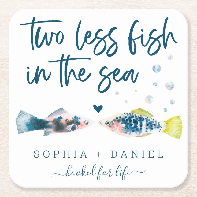 Two Less Fish In The Sea Wedding Square Paper Coas Square Paper Coaster (Front)