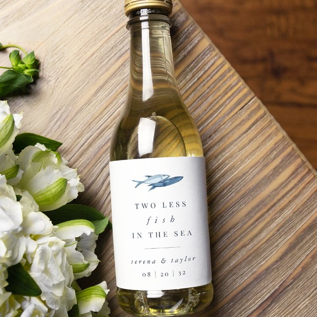 Two Less Fish in The Sea Wedding Wine Label (Creator Uploaded)