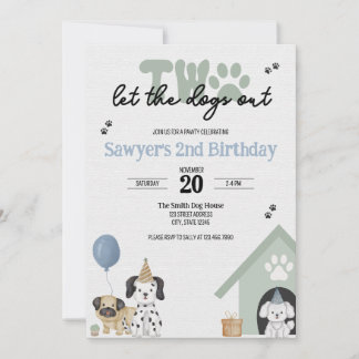 Two Let the Dogs Out | 2nd Birthday Invitation 