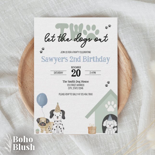 Two Let the Dogs Out | 2nd Birthday Invitation  (Creator Uploaded)