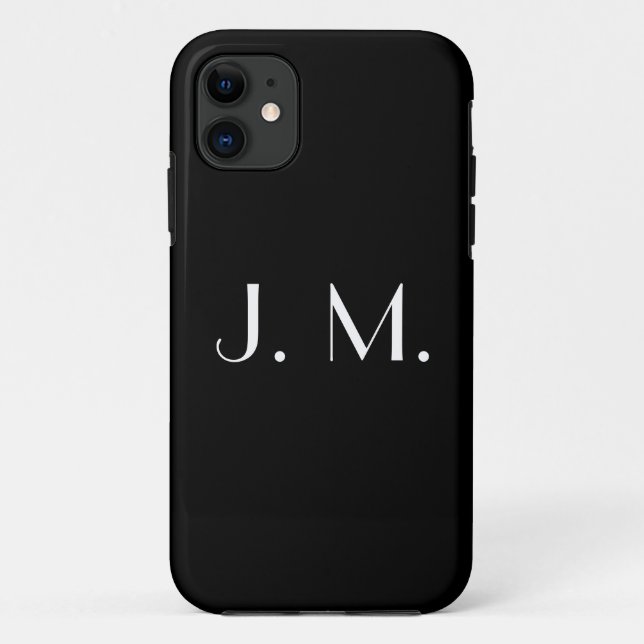 Two Letter Black White Monogram Minimal Typography Case-Mate iPhone Case (Back)