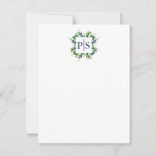 Two Letter Floral Monogram Personalized Stationery Card