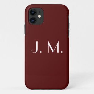 Two Letter Red White Monogram Minimal Typography iPhone 11 Case