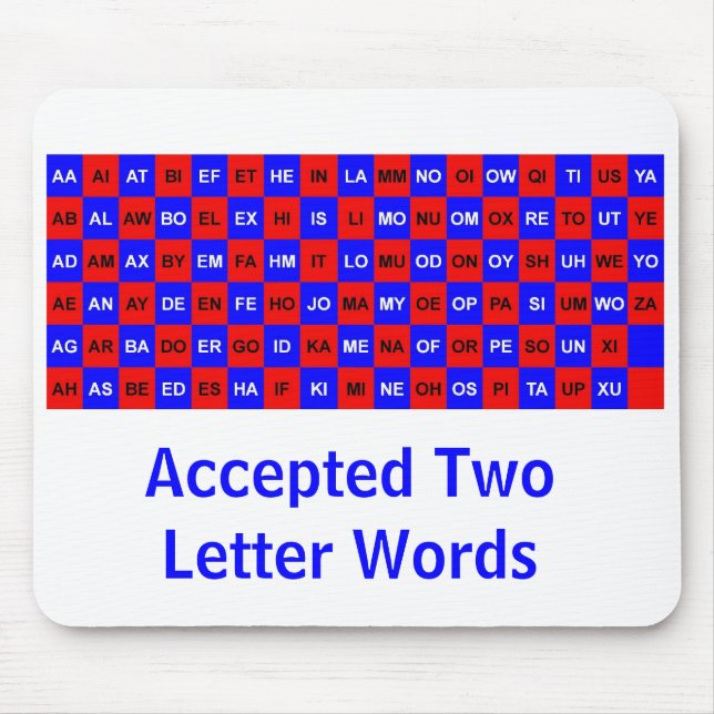 Two letter words for crosswords and games US vers. Mouse Pad (Front)