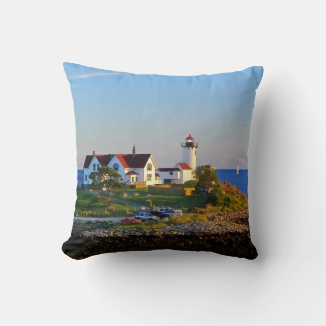 Two Lighthouse Beauties Throw Pillow (Front)