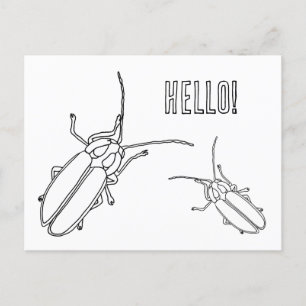 Two Lightning Bugs, Hello, Colouring Postcards