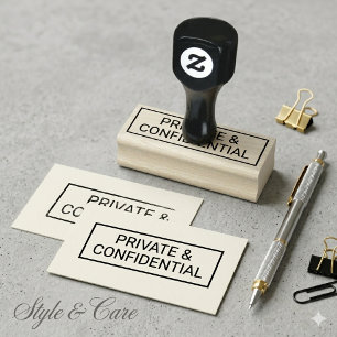 Two Line PRIVATE & CONFIDENTIAL Personalized Rubber Stamp