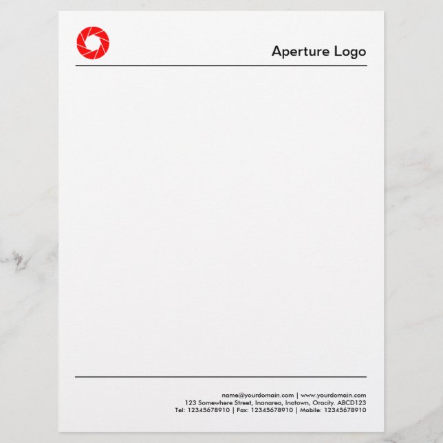 Two Lines - Red Aperture Logo Letterhead (Front)