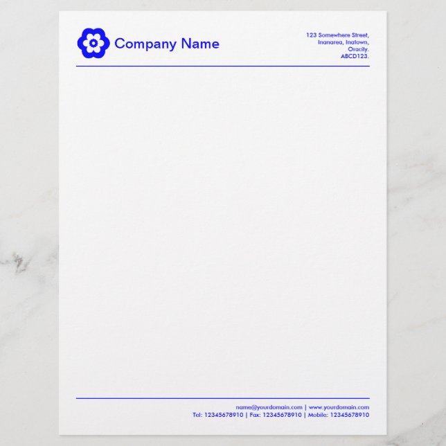 Two Lines v2 - All Blue Letterhead (Front)