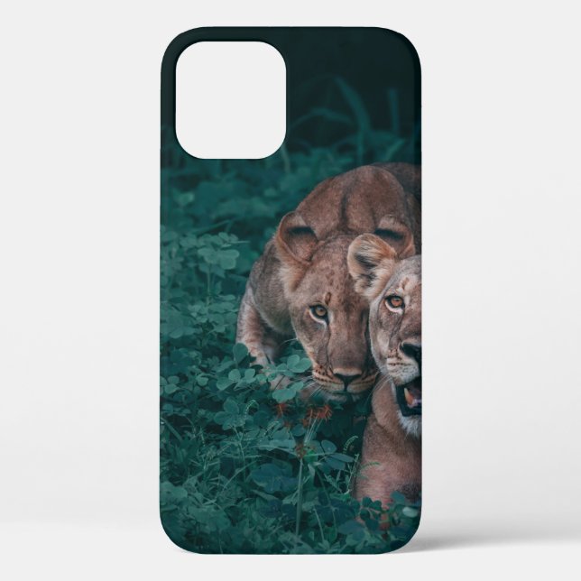 TWO LIONESS ON GREEN PLANTS Case-Mate iPhone CASE (Back)