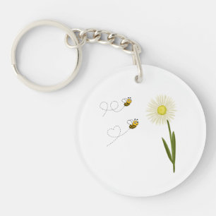 Two little and cute bees keychain