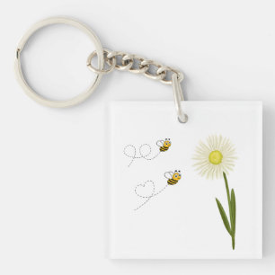 Two little and cute bees keychain