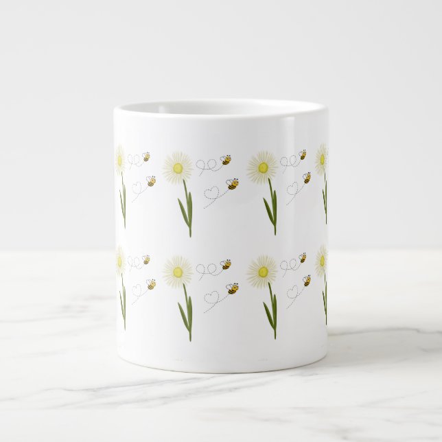 Two little and cute bees large coffee mug (Front)