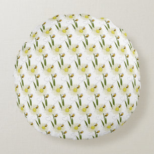 Two little and cute bees round pillow