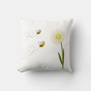 Two little and cute bees throw pillow