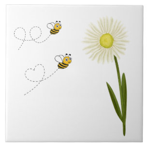 Two little and cute bees tile